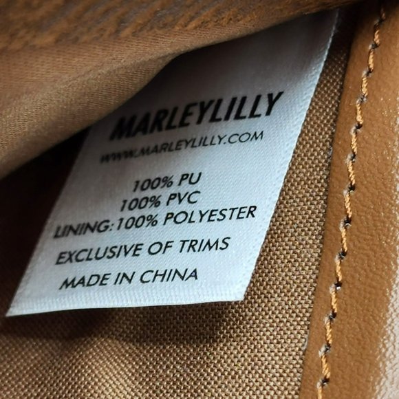 Marleylilly Wallet Brown Faux Leather TriFold Monogrammed AFP Snap Closure New - Picture 8 of 9